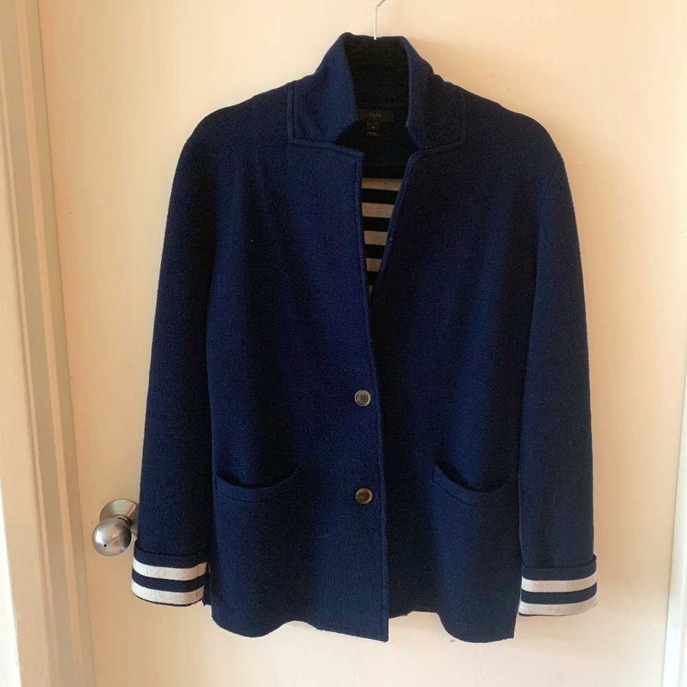 Navy Merino Wool J Crew Sweater Blazer